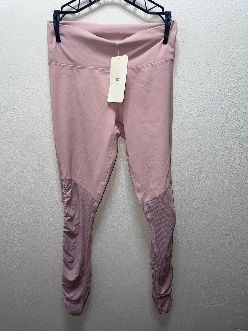 Fabletics Blush Pink Leggings with Mesh Lower Panels